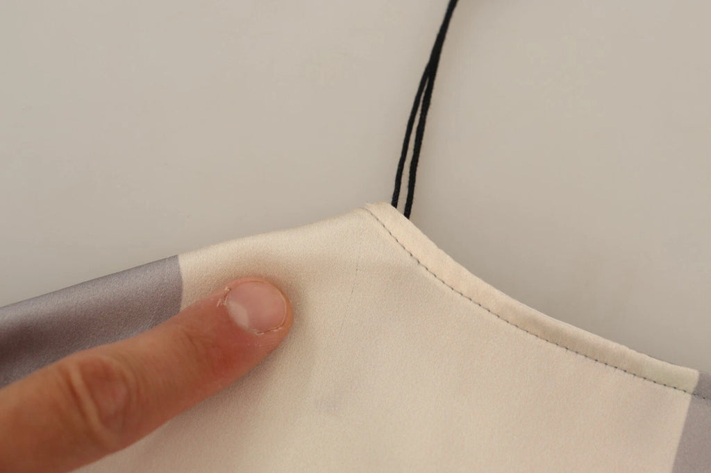 Multicolor Silk Long Sleeves Round Neck Top Blouse