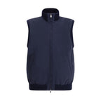 Blue Polyester Sleveless Jacket