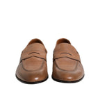 Brown Leather Slip-On Loafers