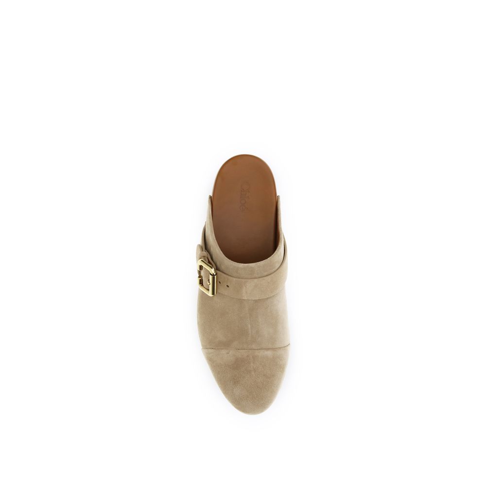 Beige Calf Leather Bos Taurus Clogs