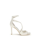 White Silk Stiletto Heel Sandals