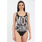 Black Polyester One-Piece Swimsuit