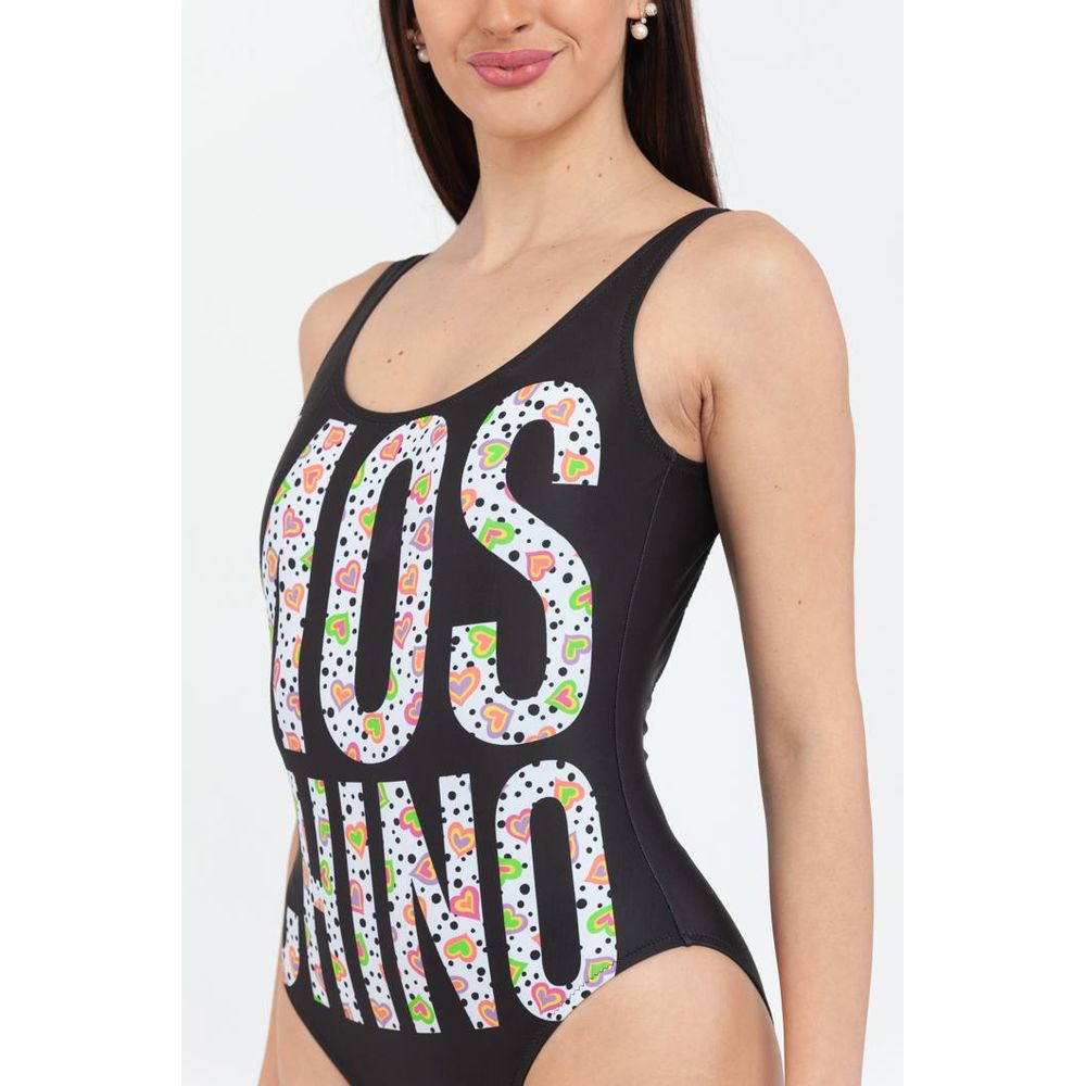 Black Polyester One-Piece Swimsuit