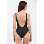 Black Polyester One-Piece Swimsuit