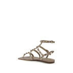 Beige Calf Leather Bos Taurus Flat Sandals