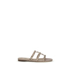 Beige Calf Leather Bos Taurus Flat Sandals