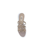 Beige Calf Leather Bos Taurus Flat Sandals