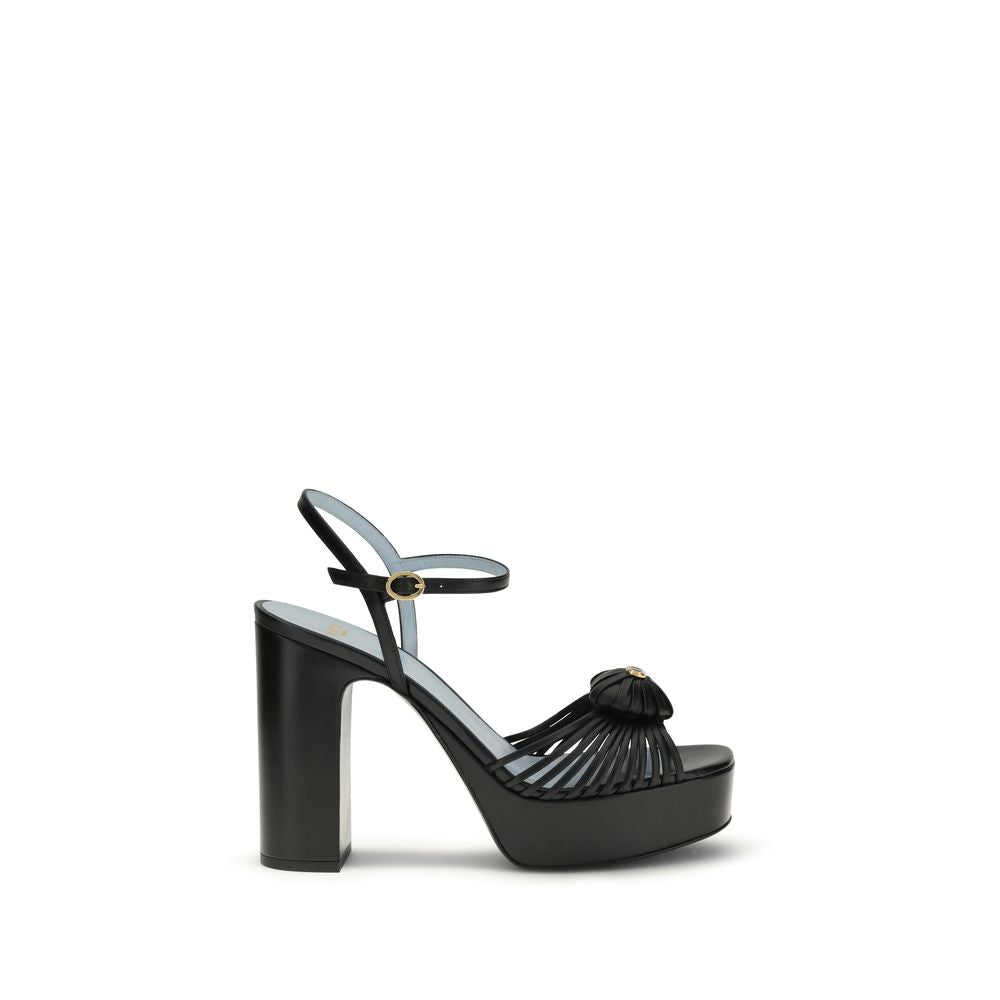 Black Goatskin Platform Sandals