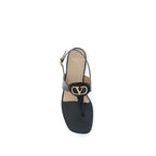 Black Calf Leather Bos Taurus Flat Sandals