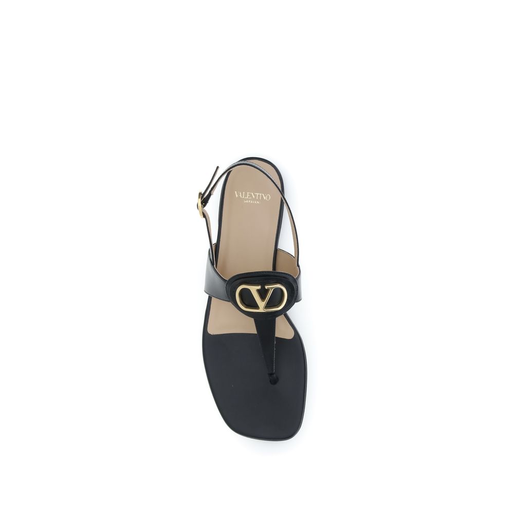 Black Calf Leather Bos Taurus Flat Sandals