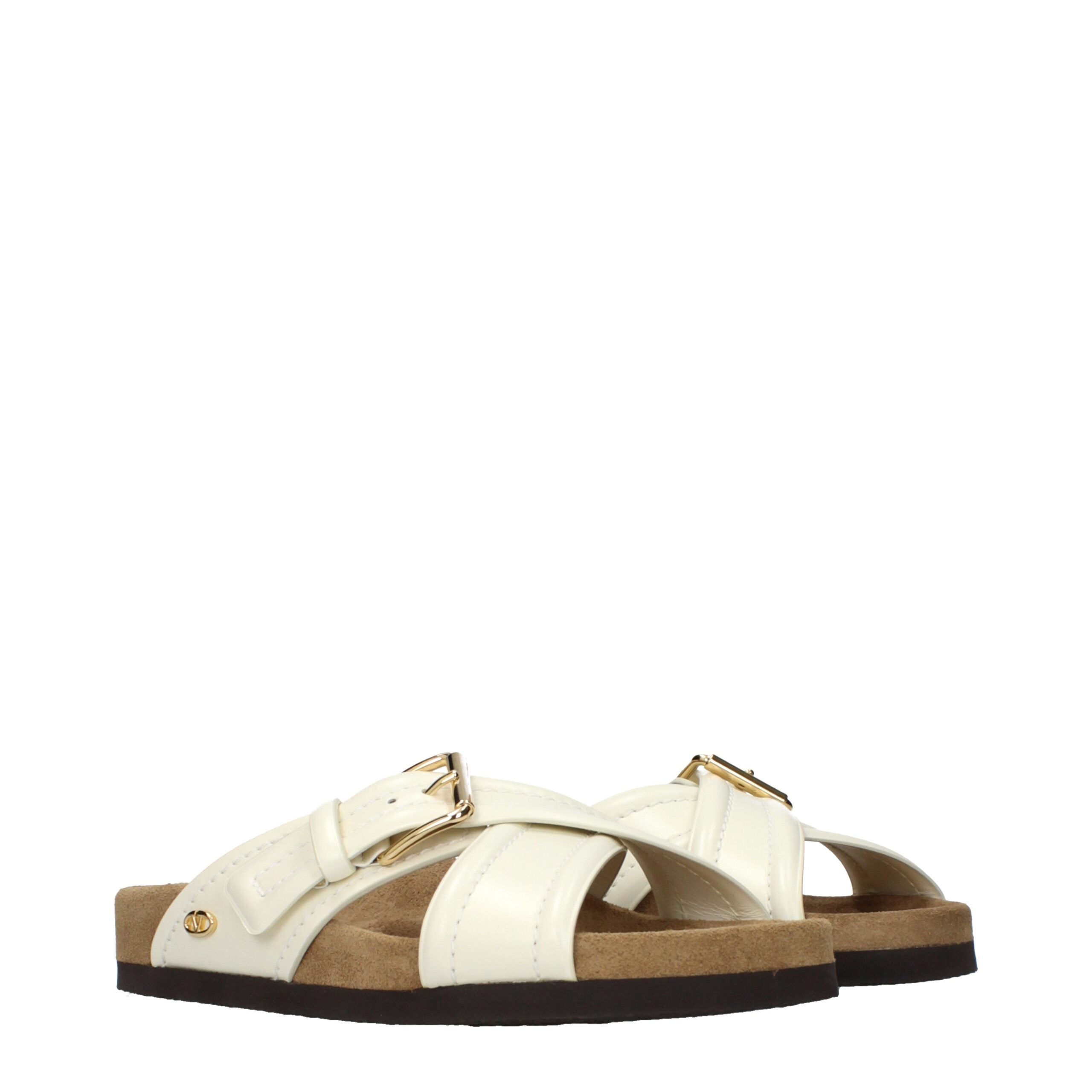 Beige Leather Slippers