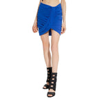 Blue Elastane Mini Skirt