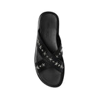 Black Calfskin Strap-On Sandals