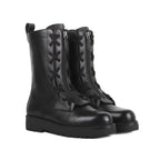 Black Calfskin Lace-Up Boots
