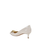 White Leather Mid Heel Pumps