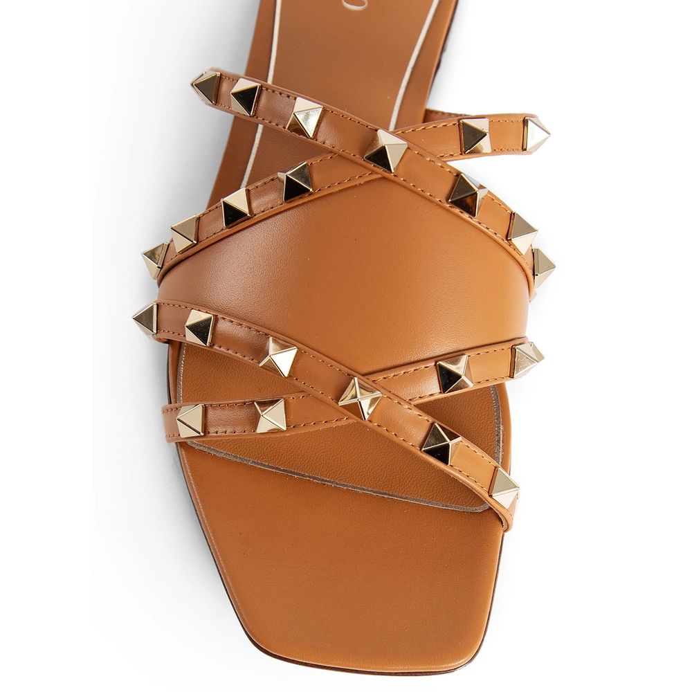 Brown Calfskin Flat Sandals