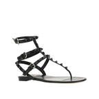 Black Calfskin Flat Sandals