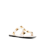 White Calfskin Flat Sandals