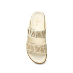 Beige Fabric Flat Sandals