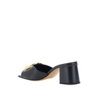 Black Calfskin Platform Sandals
