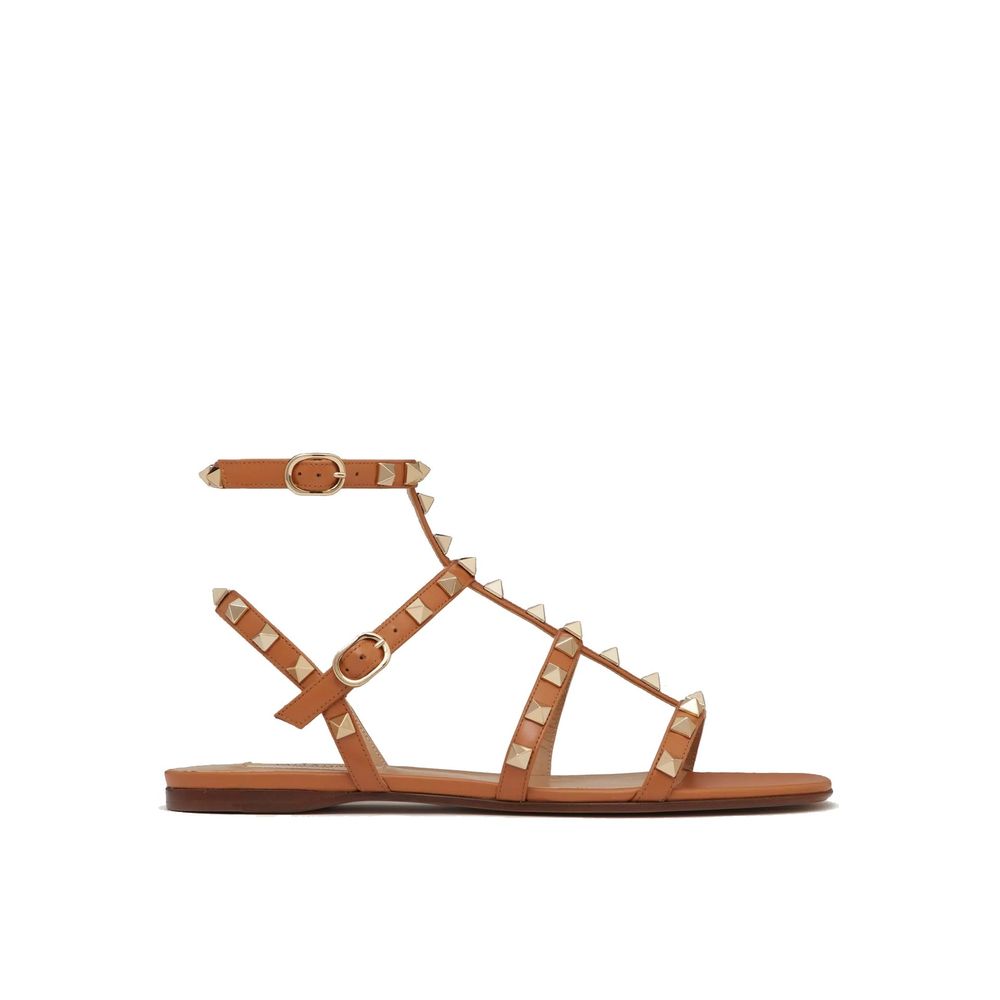 Brown Leather Flat Sandals