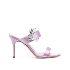Purple Silk Stiletto Heel Sandals