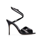Black Calfskin Stiletto Heel Sandals