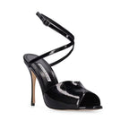 Black Calfskin Stiletto Heel Sandals