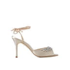 Beige Silk Platform Sandals