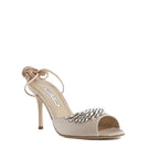 Beige Silk Platform Sandals