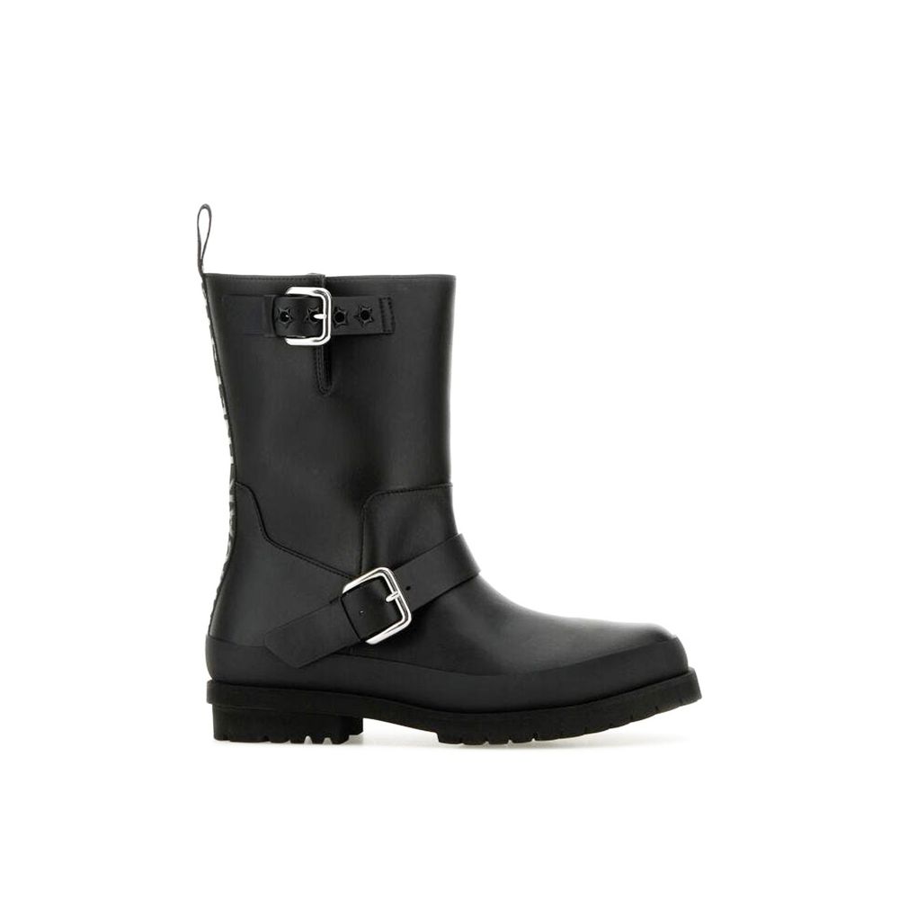 Black Polyester Lace-Up Boots