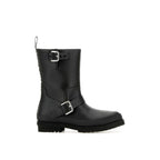 Black Polyester Lace-Up Boots