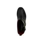 Black Polyester Lace-Up Boots