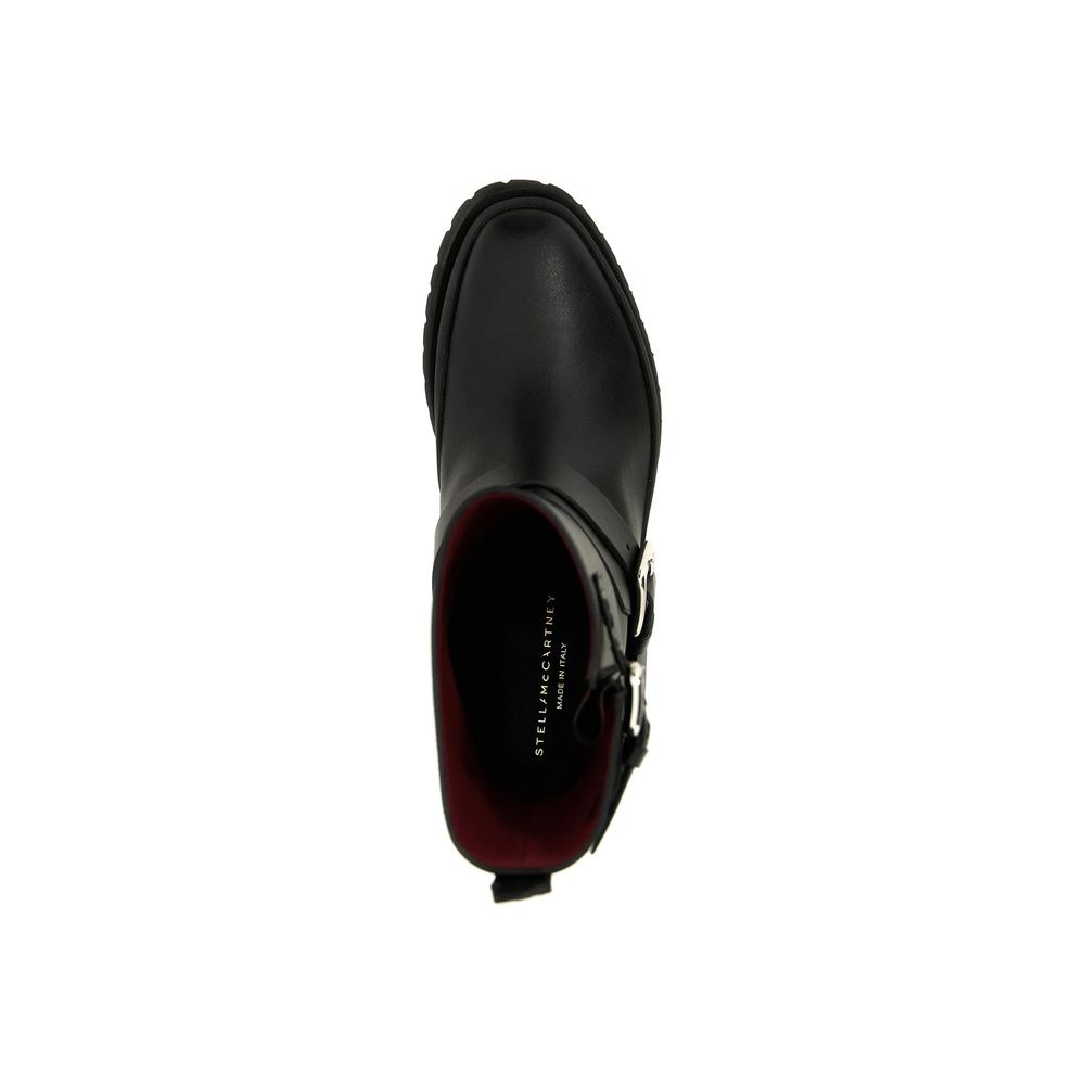 Black Polyester Lace-Up Boots