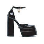 Black Calfskin Platform Sandals