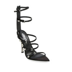 Black Calfskin Stiletto Heel Sandals