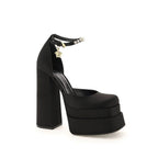 Black Silk Platform Pumps