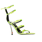Bicolor Silk Stiletto Heel Sandals
