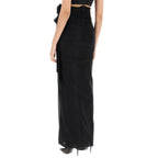 Black Elastane Long Skirt