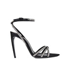 Black Silk Stiletto Heel Sandals