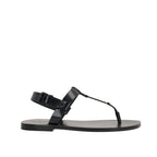 Black Calfskin Strap-On Sandals