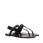 Black Calfskin Strap-On Sandals