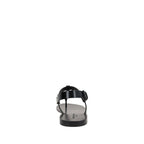 Black Calfskin Strap-On Sandals