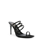 Black Silk Stiletto Heel Sandals