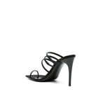 Black Silk Stiletto Heel Sandals