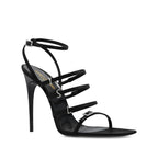 Black Silk Stiletto Heel Sandals