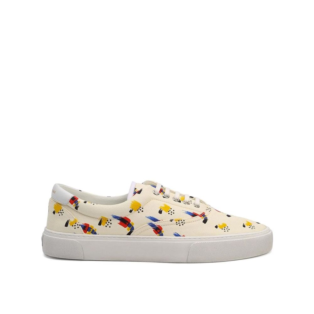 White Canvas Low Top Sneakers