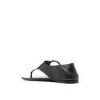 Black Calfskin Flat Sandals