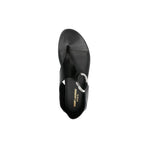 Black Calfskin Flat Sandals