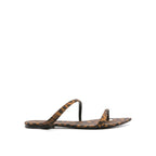 Brown Fabric Flat Sandals